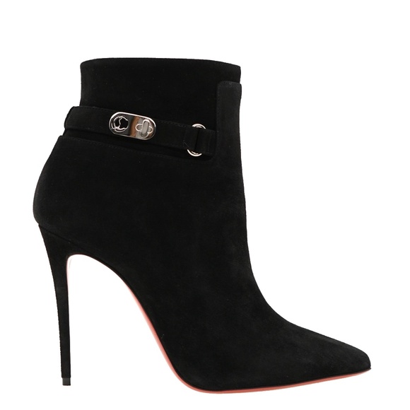 Christian Louboutin Lock So Kate Bootie 100 Black Suede Size 39 New
